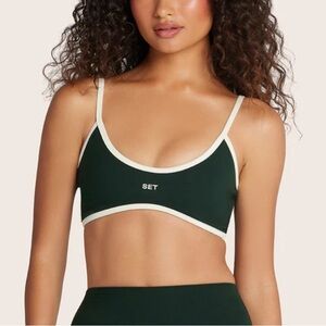 SET Active Green and White Sports Bra